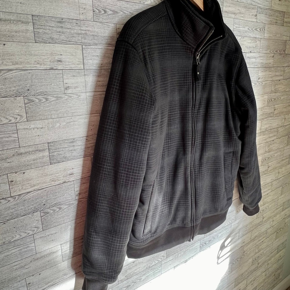Denver Hayes Jacket Mens Medium Fleece Lined Black/Gray Checkered Full Zip Warm - Picture 3 of 10